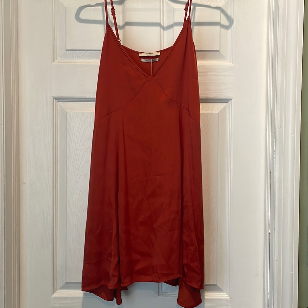 Silky burnt orange slip dress